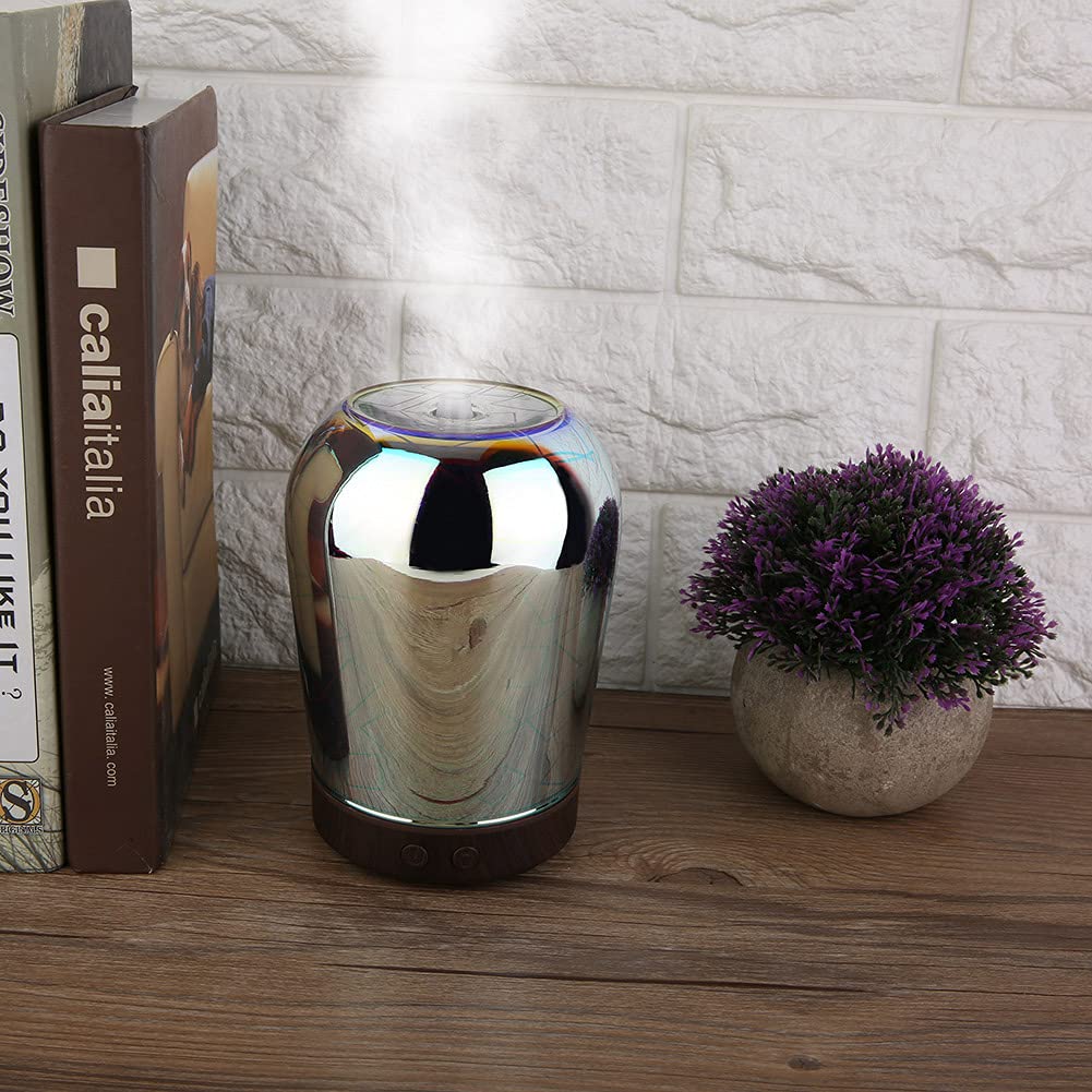 Umidificatore diffusore per aromaterapia ad ultrasuoni 100ml con luce notturna a LED, silenzioso, spegnimento automatico, per soggiorno camera da letto