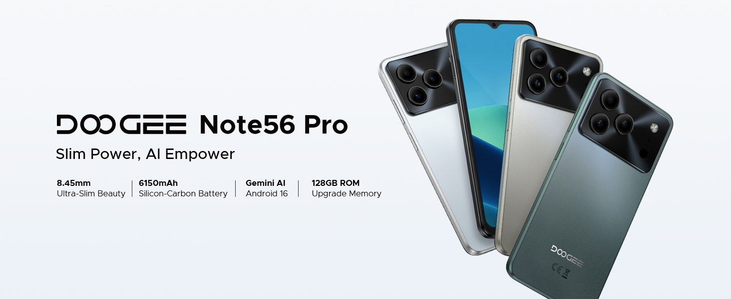 DOOGEE NOTE 56 PRO Mobile Phones, Newest Android 16 With Gemimi AI