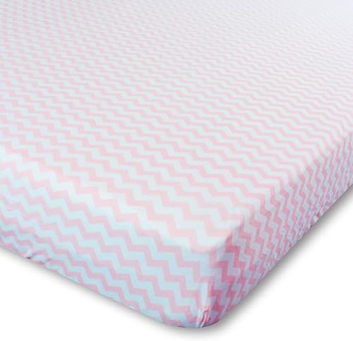 Miniatura 7 de sábana para cuna, de algodón, ropa de cama elástica para bebé de algodón, rayada y con lunares color rosa y blanco