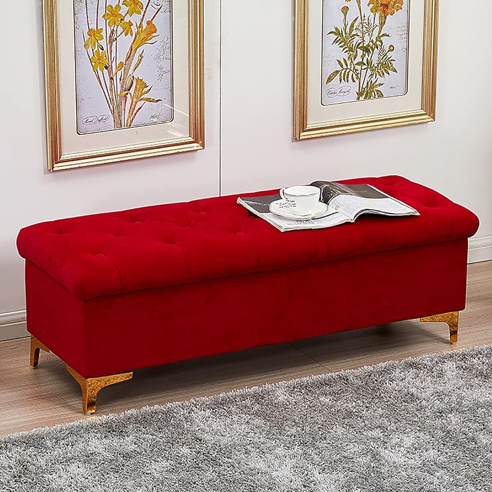 KLGFBDC Storage Ottoman Bench, Upholstered Modern Footstool for Living Room, Bedroom, Hallway - Multifunctional Shoe Bench and Storage Solution