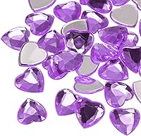 Vista 11 de MECCANIXITY 60 piezas de diamantes de imitación acrílicos de corazón de 0.59 pulgadas (0.591 in) con parte trasera plana, gemas de plástico