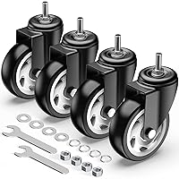 Vista 14 de HOLKIE Ruedas giratorias de 4 pulgadas, ruedas de vástago de bloqueo total, 3/8 pulgadas -16 x 1