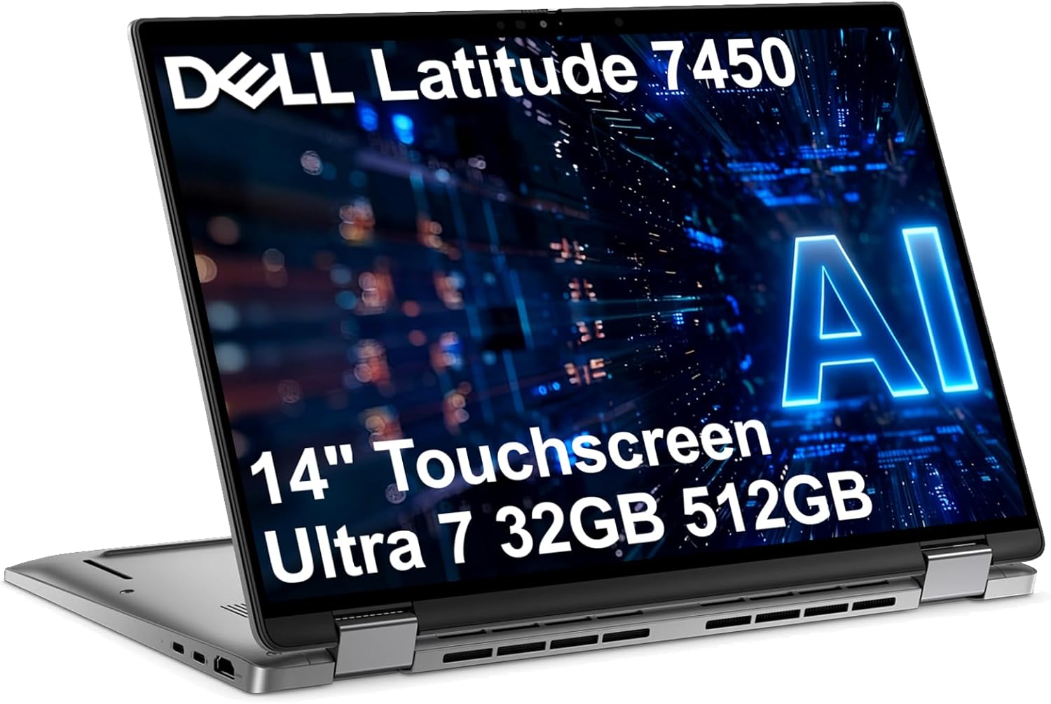 Dell Latitude 7450 7000 2-in-1 Business AI PC Laptop (14" FHD+ Touchscreen, Intel 12-Core Ultra 7 165U vPro (> i7-1365U), 32GB DDR5, 512GB SSD), Backlit, Thunderbolt 4, IR Webcam, Wi-Fi 7, Win 11 Pro