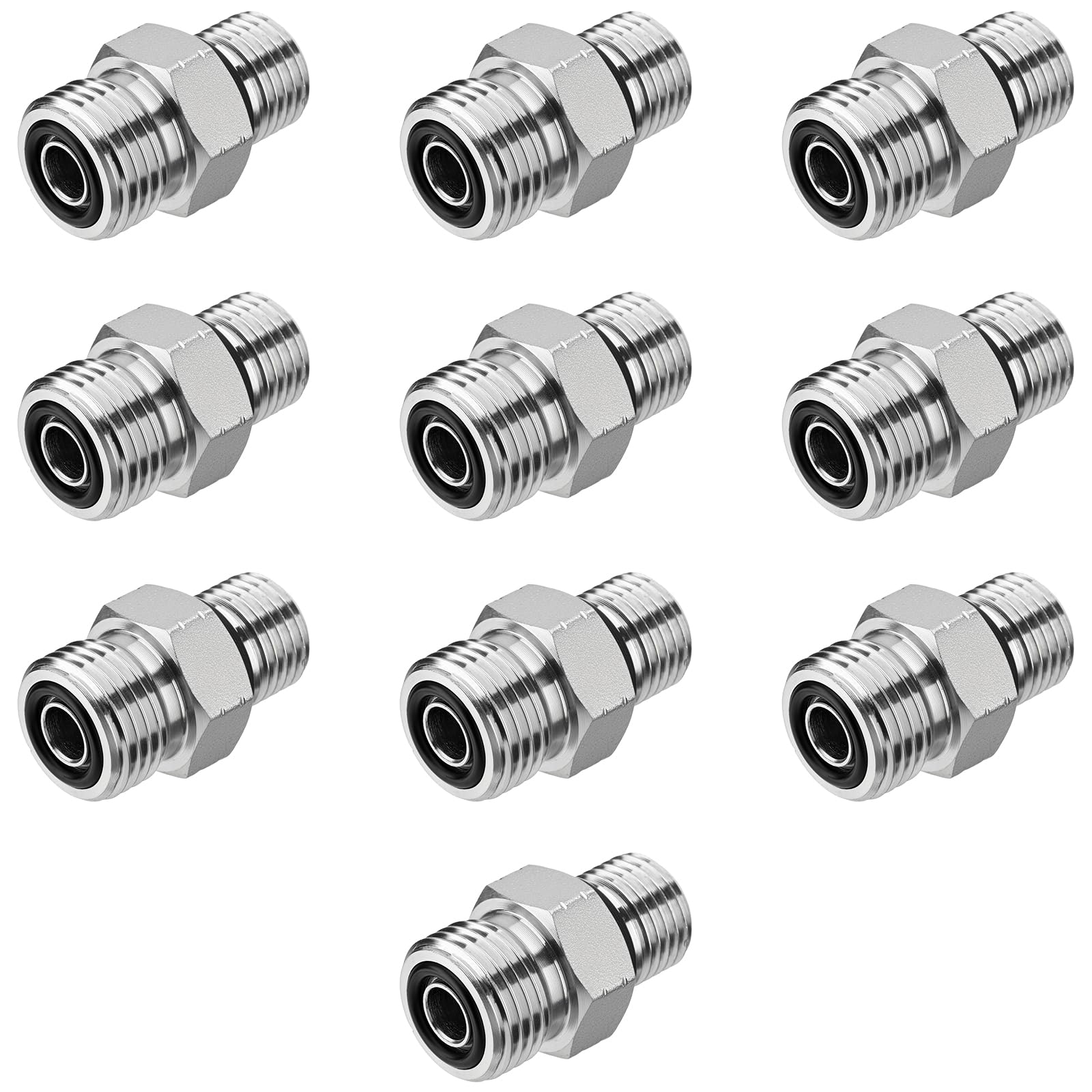 10 PCS Hydraulic Adapter Fitting: 3/8" ORFS Male x #6 SAE/ORB Male