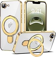 Vista 132 de Funda compatible con iPhone 12 con soporte de anillo magnético invisible [compatible con Mag-Safe] [Protector completo de lente de cámara] Funda