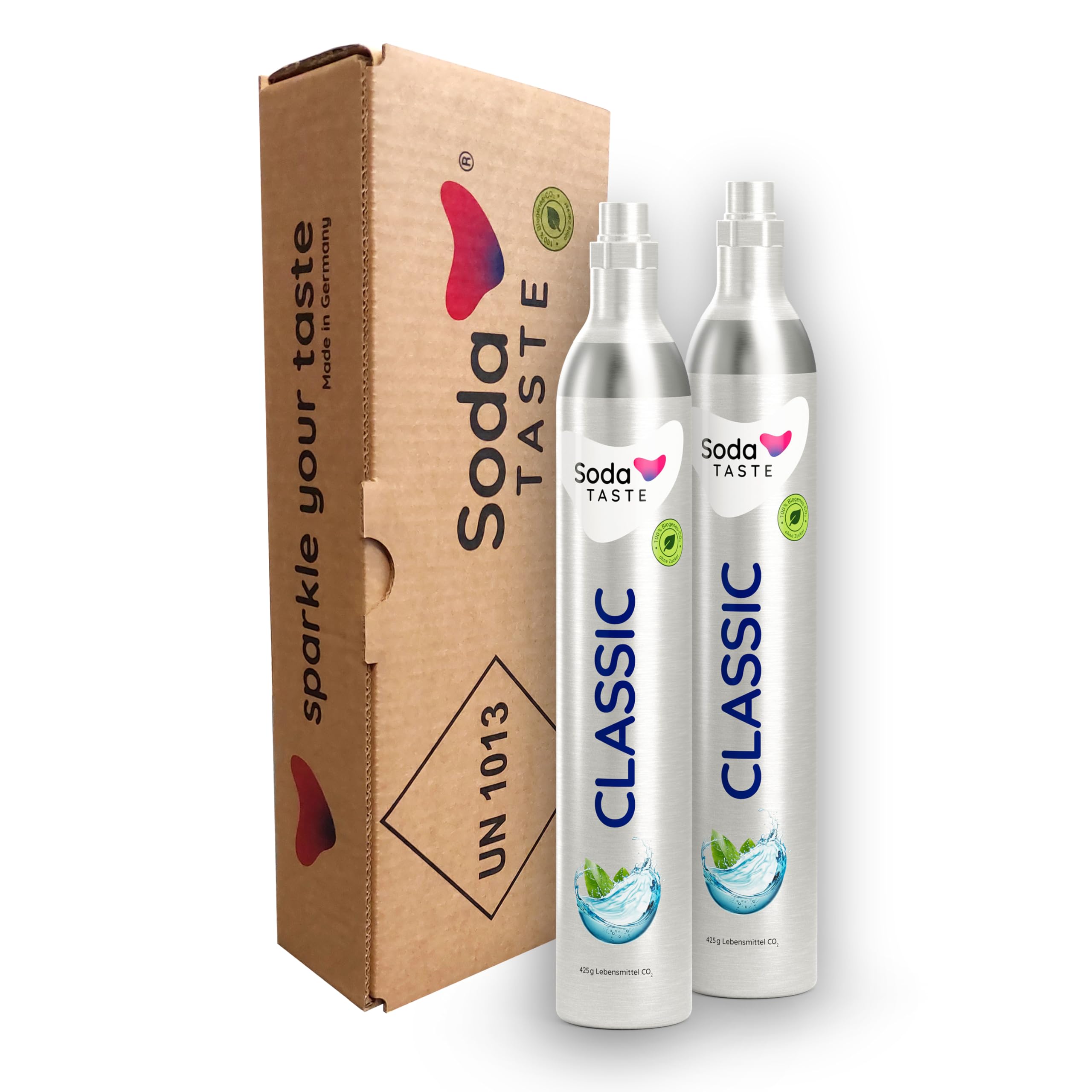 SodaTASTE Cilindro di CO2 acquista 2 pezzi (cilindro di riserva) per aeratore classico, fino a 120 l di acqua frizzata