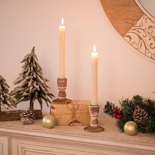 Miniatura 2 de Portavelas cónicos de madera candelabros de madera, decoración rústica de otoño para sala de estar, mesa de comedor, centro de mesa de Navidad,