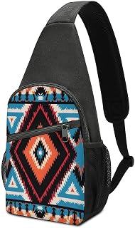 SWEET TANG Cool Sling Backpack Blue Beige Indiana Western Southwest Mesas, Lightweight Sling Shoulder Bag, Outdoor Chest Crossbody Bike Gym Runner Daypack with Adjustable Strap for Men Women