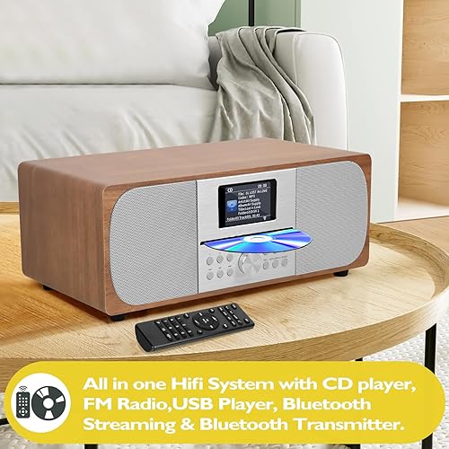 Miniatura 2 de LEMEGA MSY6 Sistema estéreo Bluetooth para el hogar I Potente reproductor de CD de 100 W I Radio FM I Transmisión de audio Bluetooth I Reproductor