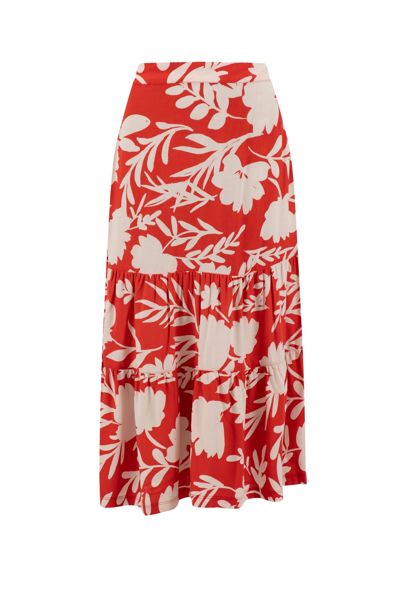 Weird Fish Women's Printed Tiered Skirt - Light Red - Size 10