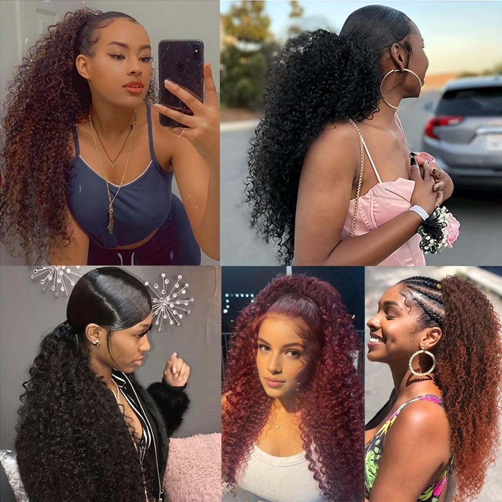Kucyka Przedłużanie kucyka Afro Kinky Curly 10-26 cali z ludzkich włosów, wpinane w kucyk, naturalne czarne włosy Fryzura(10inch 70g)