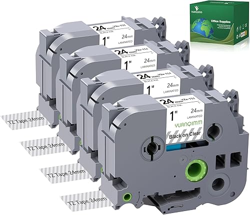 YUANQIMM Paquete de 5 cintas compatibles con Brother TZe141 TZe-141 TZ141 TZ 0.709 in 0.7 cinta transparente laminada de repuesto para Brother P