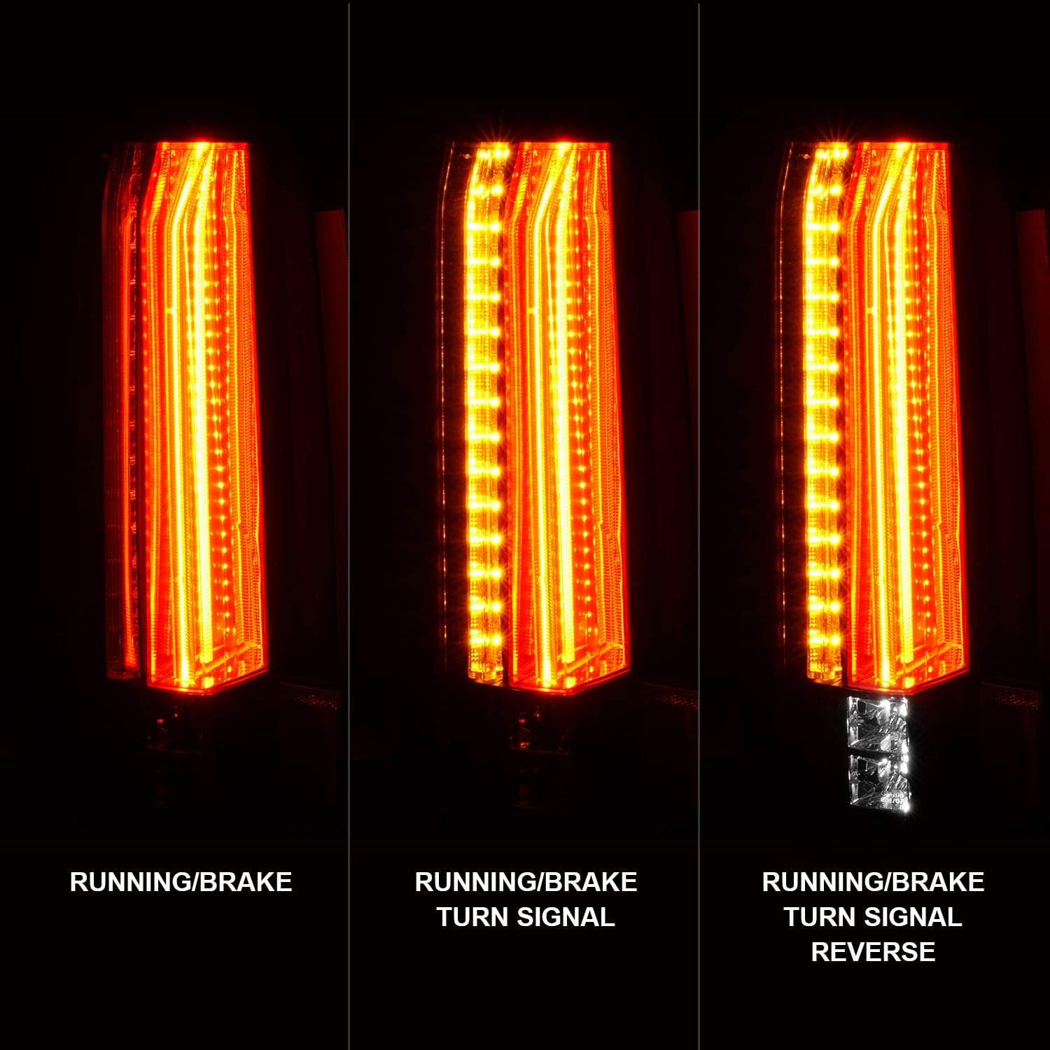 AmeriLite Black Intense LED Parking Light Bar LED Brake and Reverse Tail Lights For 2015-2020 GMC Yukon YukonXL SUV