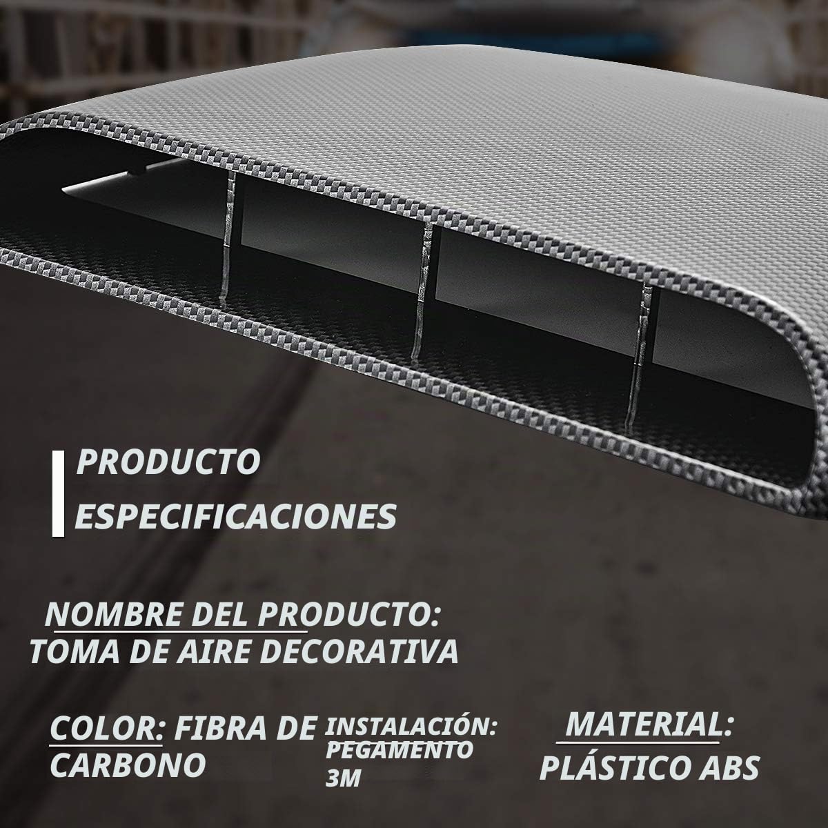 KATUR - Toma de aire decorativa para el capó del coche, ajuste universal