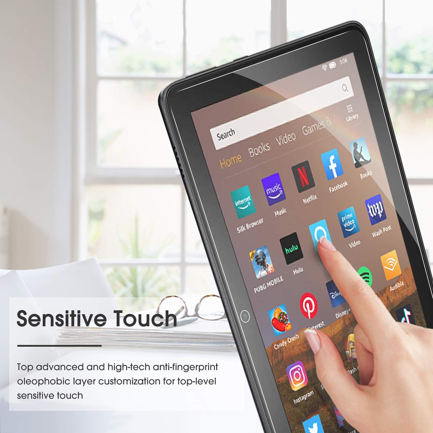 OMOTON [3 Pack] Screen Protector for All-New Fire HD 8/Fire HD 8 Plus/Fire HD 8 Kids (10th Generation - 2020 Released), Tempered Glass/High Definition / 9H Hardness
