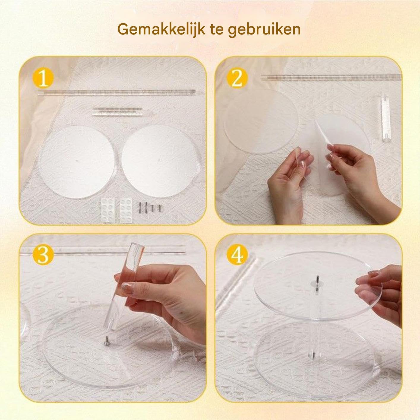 Soporte Para Dónuts De 4 Piezas Acrílico Transparente Extraíble Torre De