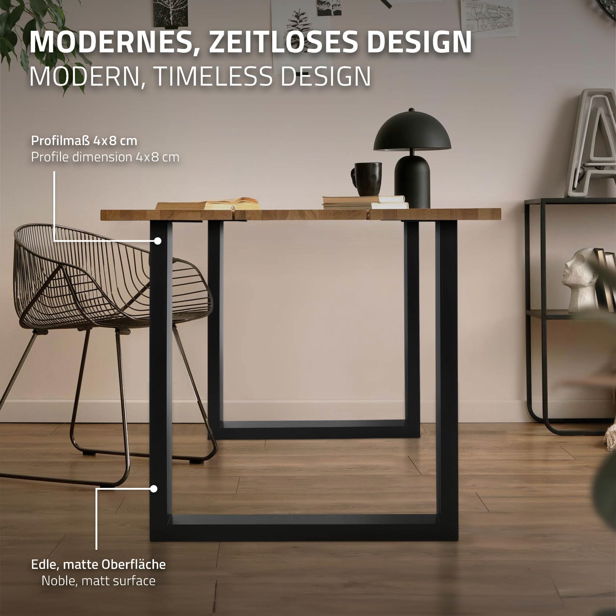 ML-Design Set 2X Base de Mesa en U 70 x 74 cm Soporte Negro Mate de Metal Acero Recubierto de Polvo Bastidor para Escritorio Pata para Consola Sostén para Tablero Pie Armazón Diseño Industrial