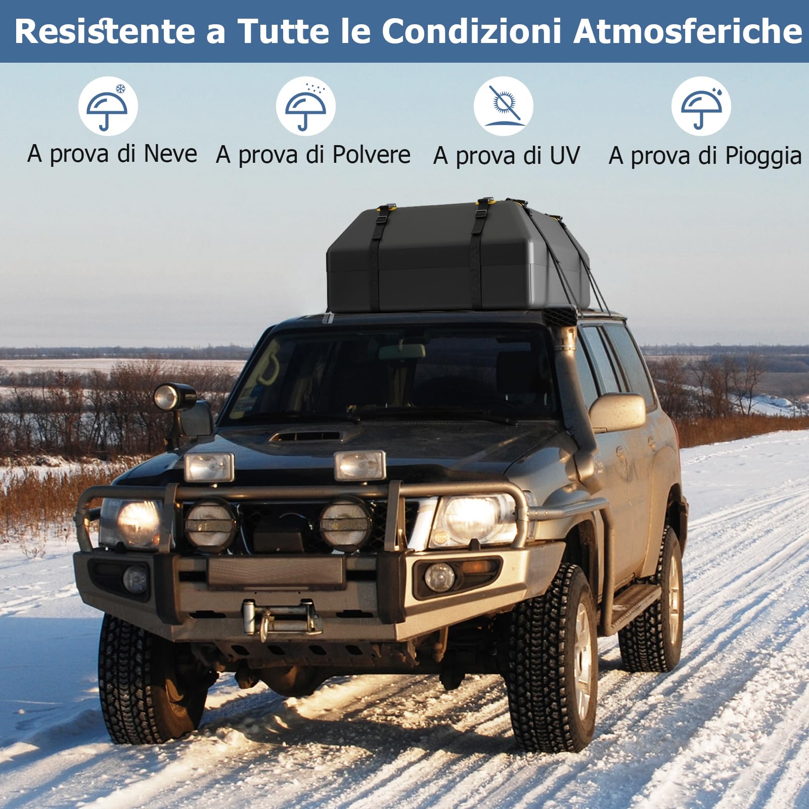 GYMAX 15/21 Piedi Cubi Box da Tetto per Auto, Borsa Tetto Impermeabile per Auto con/senza Portapacchi, Box Bagagli con Tappetino Antiscivolo & 6 Ganci Porta (83 × 112 × 43 cm)