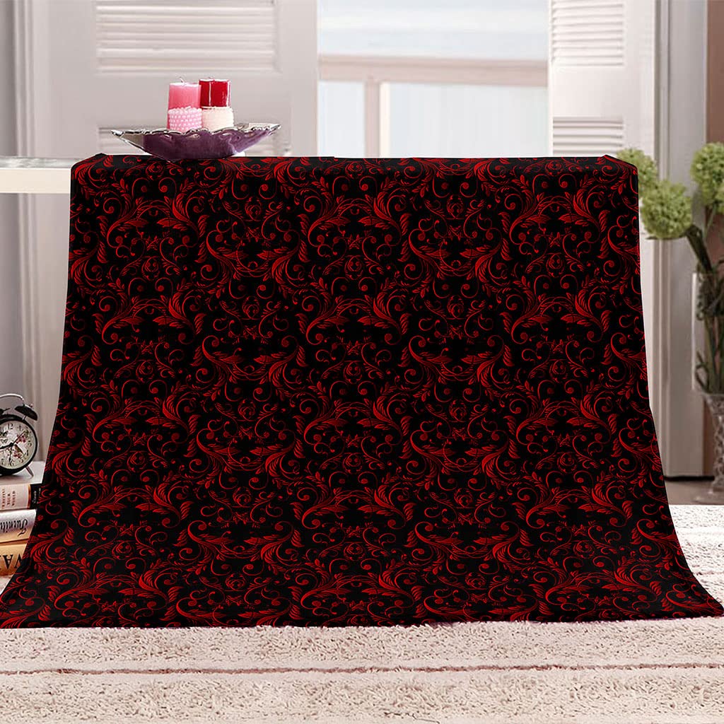 Mantas para Sofa Lana Mullida 150X200Cm Manta De Franela para Cama De Microfibra De Piel Artificial Suave Y Cálida, Adecuada para Sofá O Cama, Estampado Rojo Creativo Impresión Patrón