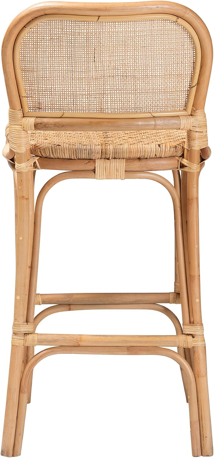 bali & pari Adrena Modern Bohemian Natural Rattan Bar Stool