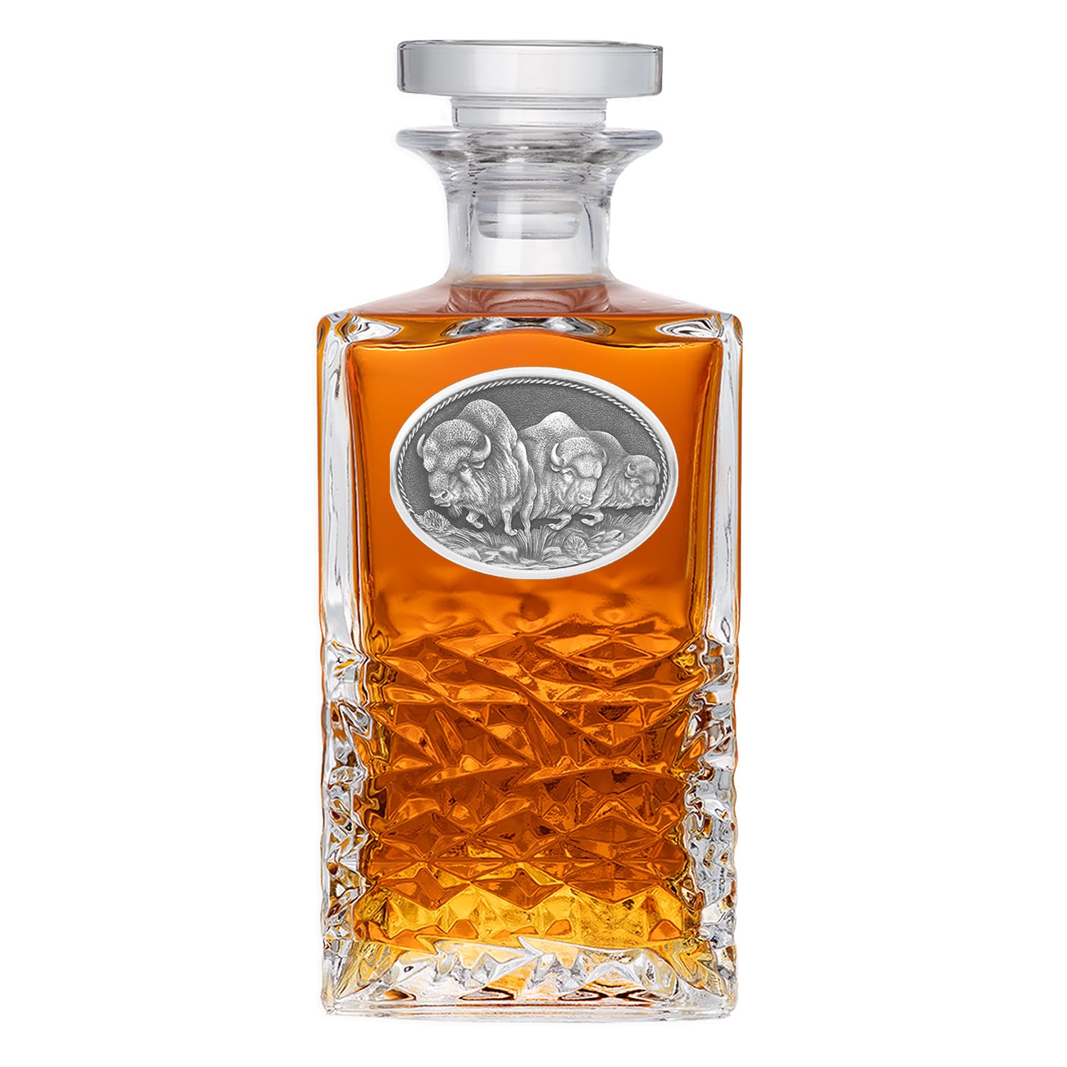 Heritage Pewter Buffalo Heritage Decanter | 25 OZ Liquor Pourer | Expertly Crafted Pewter Glass