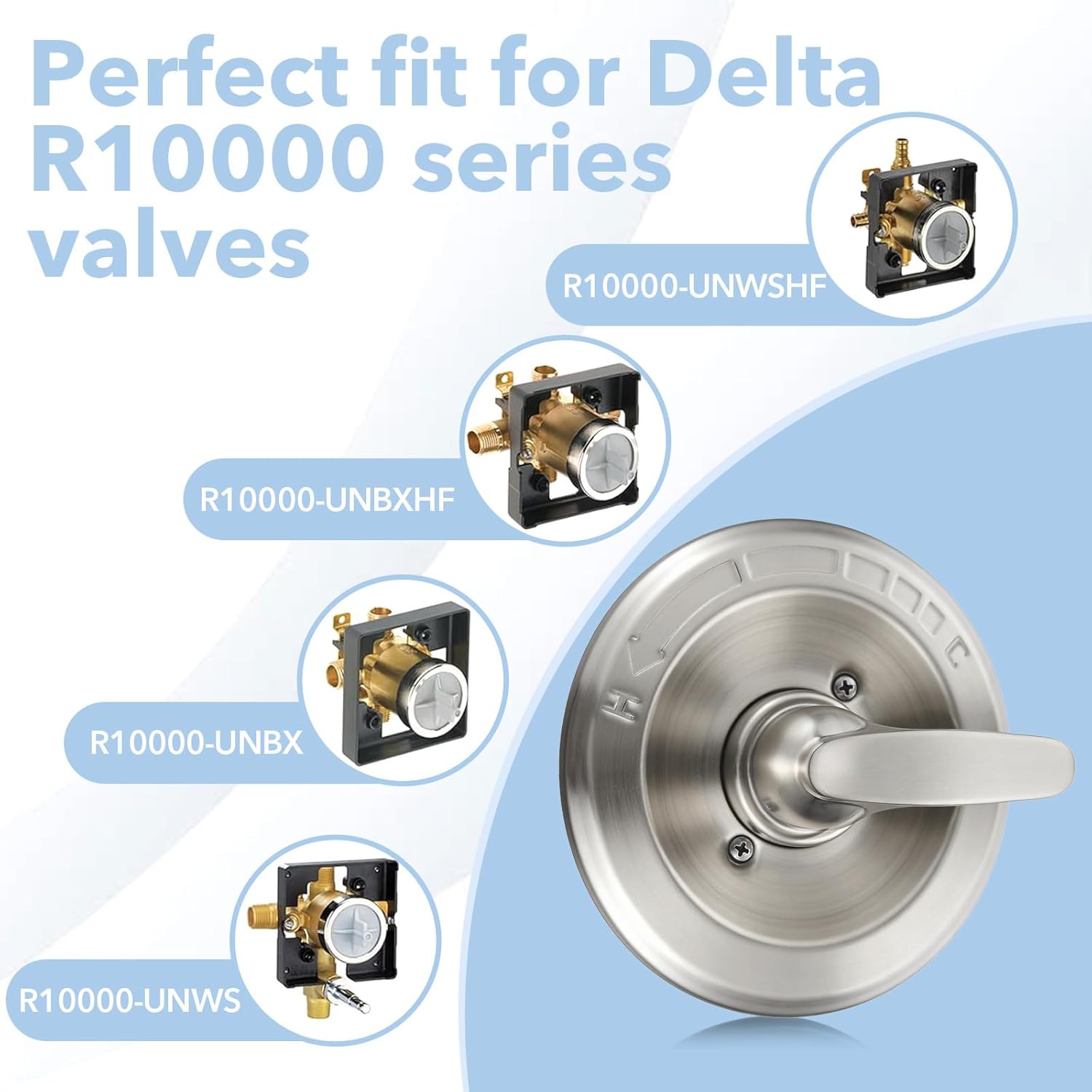 BT13010 Shower Handle Replacement for Delta Classic 13 Series Single-Function Trim Kit with RP46074 Valve Cartridge, Fits MultiChoice R10000 Valve Series, Brushed Nickel