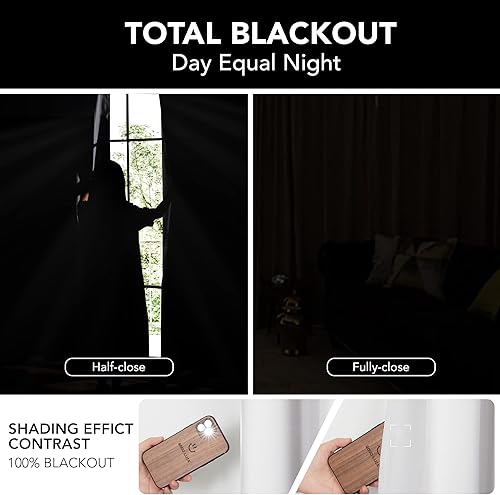 Miniatura 2 de Deconovo Cortinas totalmente opacas para dormitorio, lino sintético, 100% opacas para Navidad, cortinas opacas con ojales, tratamientos de ventana