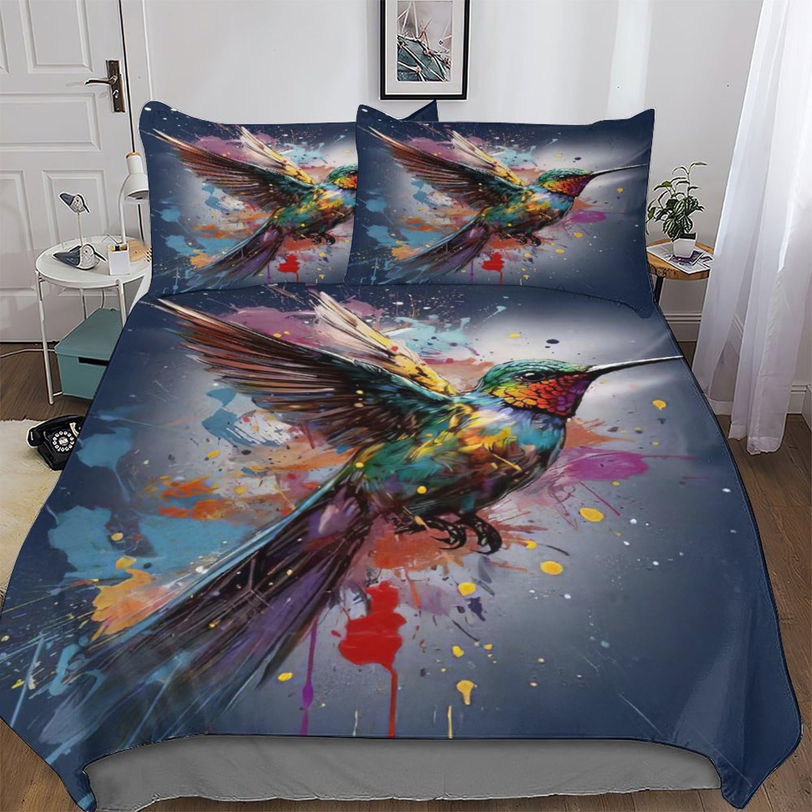 Parure de lit microfibre 3 pièces housse de couette taies d'oreiller