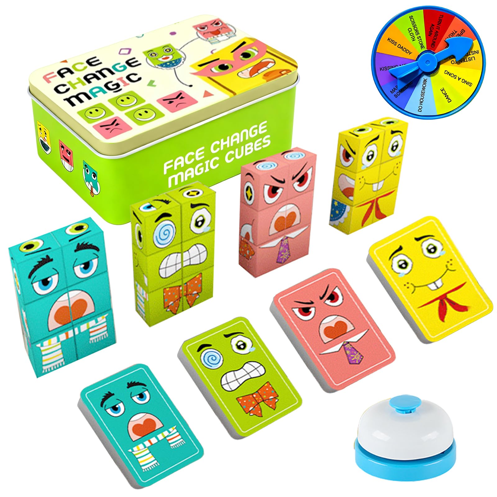 Puzzle In Legno Face Changing Magic Cube, Gioco Di Cubi 3D Con Campana E Carte, Per Bambini 3-7 Anni - 4