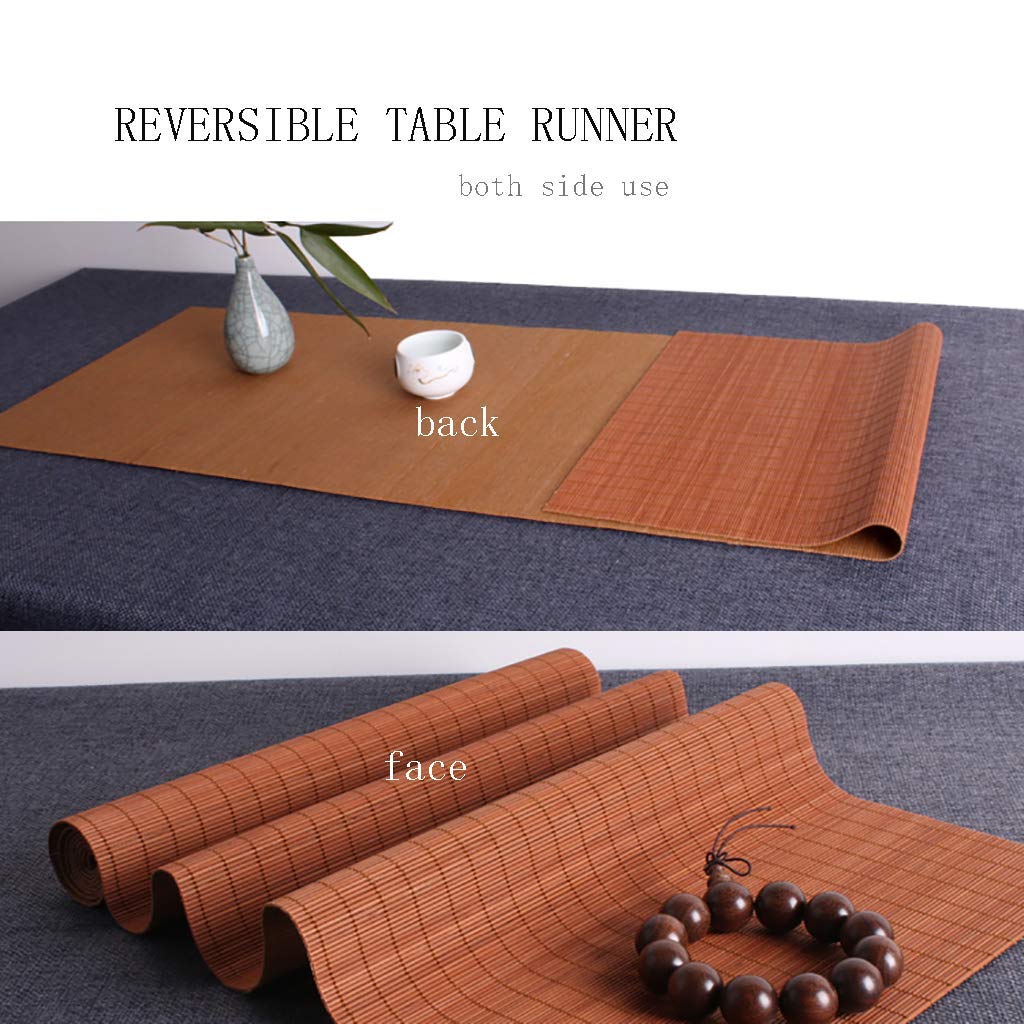 Camino de Mesa de bambú Natural de Estilo japonés, Mantel Antideslizante, manteles Individuales de Cocina para el hogar, Color té (tamaño: 50 y Veces; 240 cm)