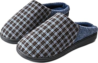 Alvisto Slippers, Indoor Shoes, Warm, Room Shoes, For Winter, Non-Slip, Thermal Slippers, Wool-filled, Antibacterial, Hygienic, Washable, Plaid Pattern