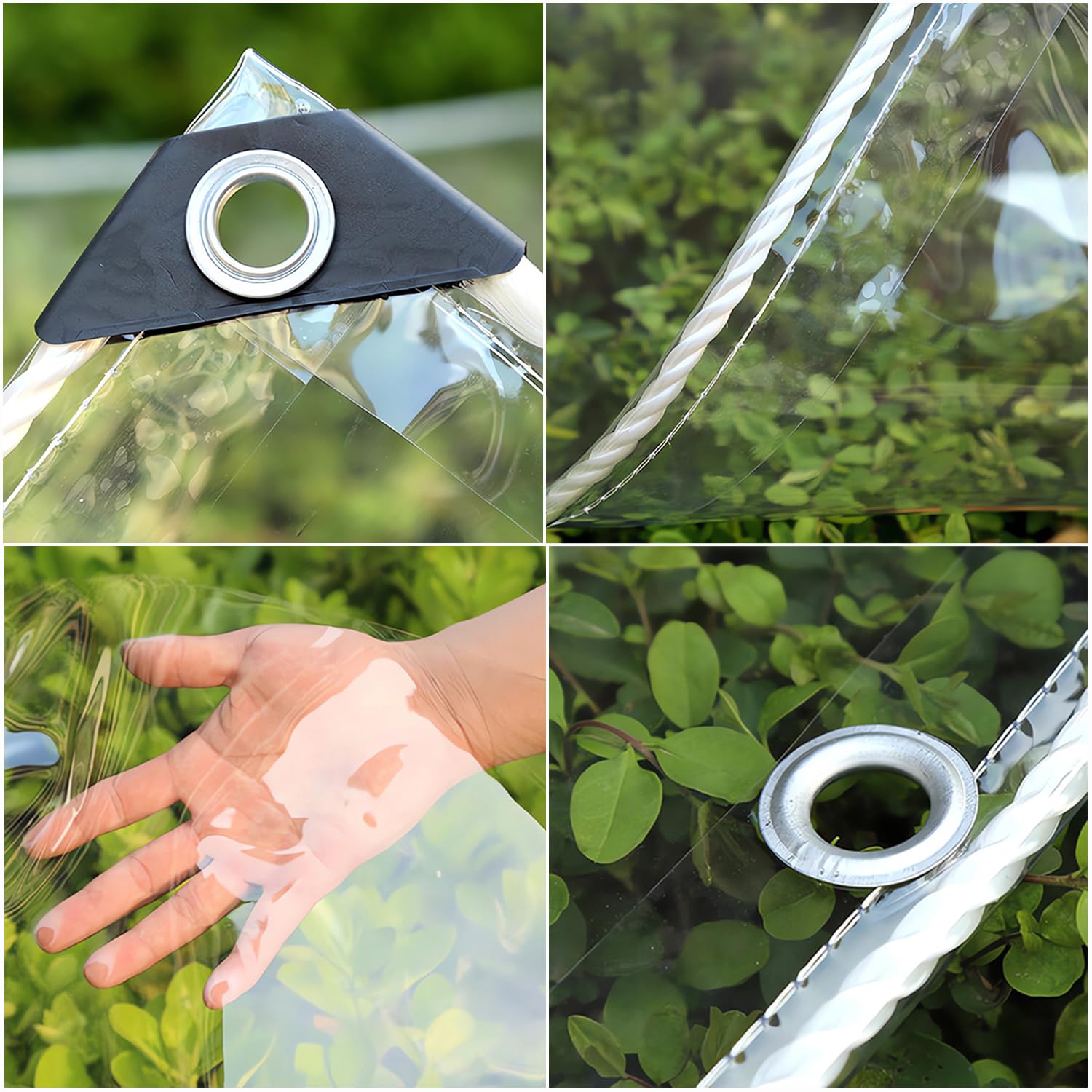 Bâche Transparente avec Oeillet,400 g/m² Lourd Bâche de Protection 0.35mm,2x2.5m Panneaux Latéraux Imperméable pour Couverture Meubles de Jardin,Pergola,Cabanon,Porche,Bassin