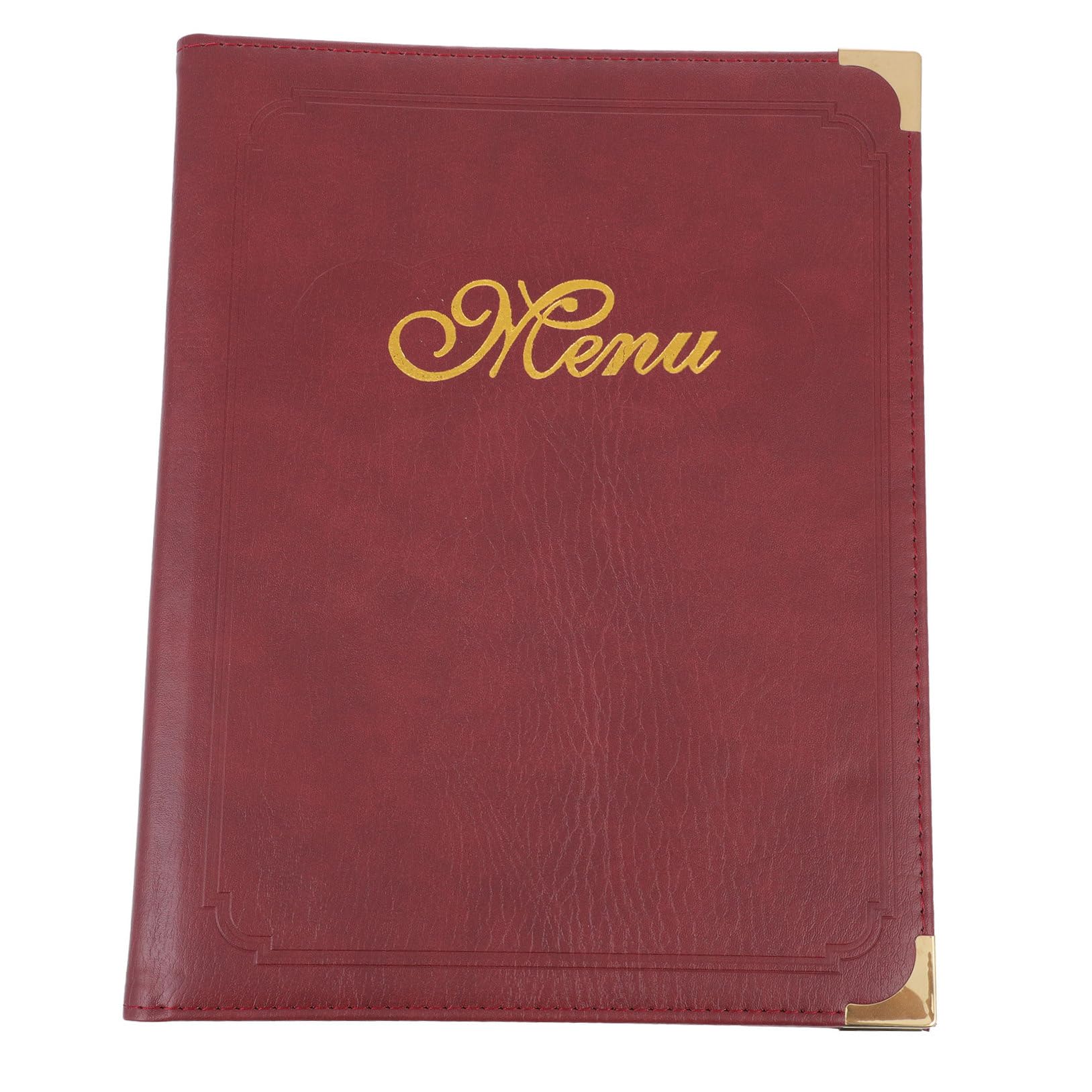 Carpeta de Menú de Restaurante A4 en Piel Sintética Burdeos, Soporte Transparente para Exhibición de Precios y Pedidos, Libro de Menú Práctico para Bar y Comedor Profesional