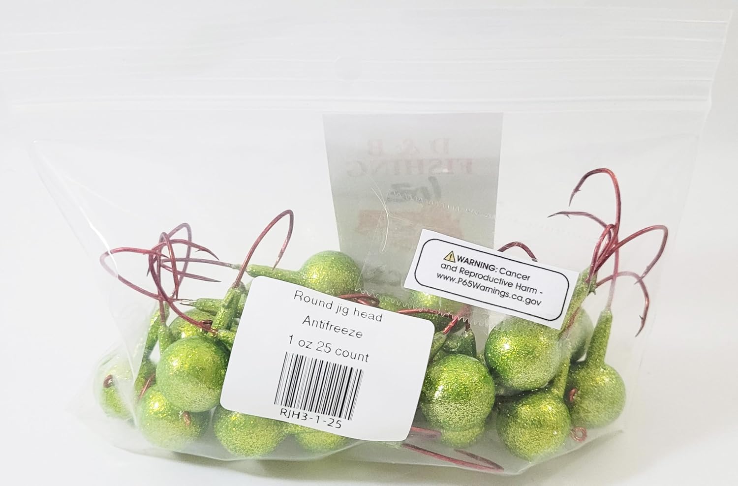 1 oz Antifreeze Round Head Fishing Jig 25 Count