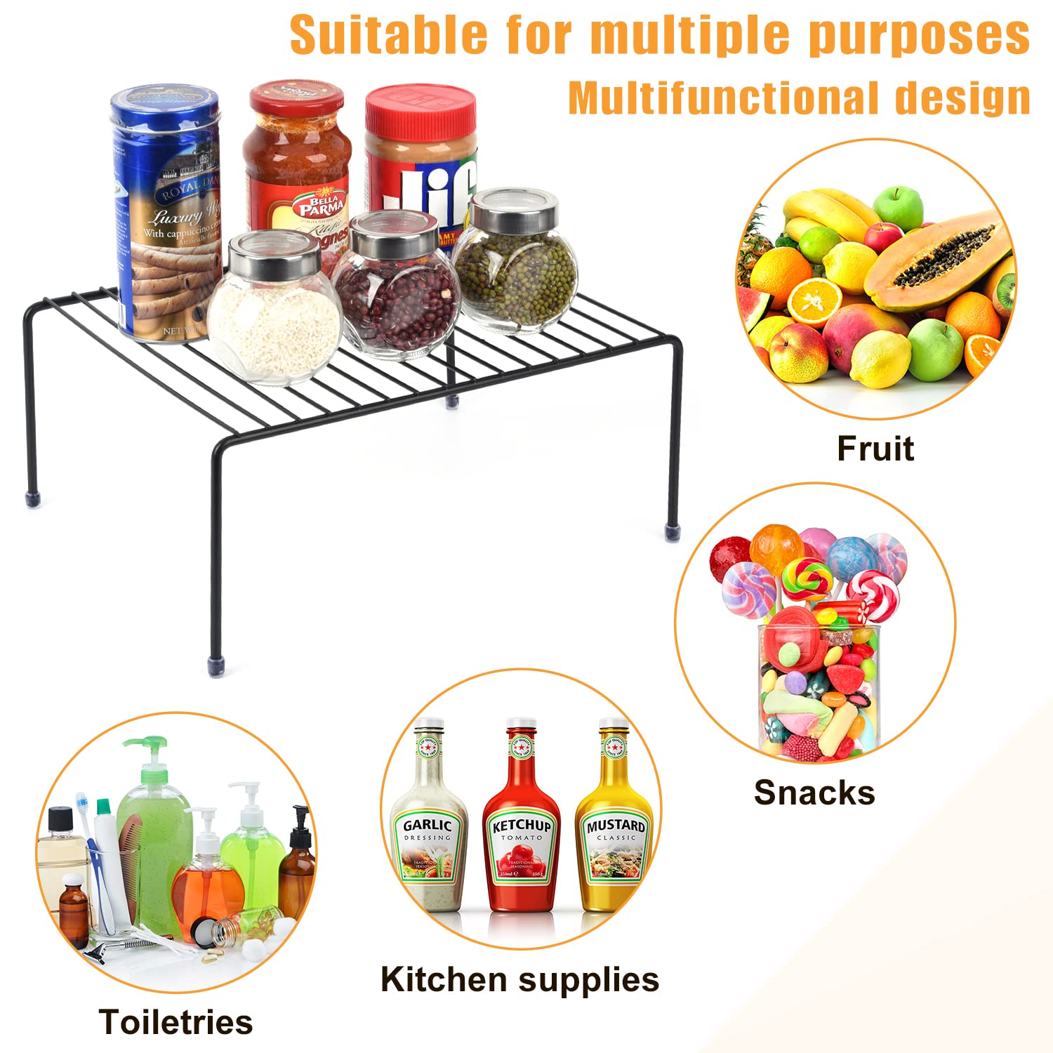Scaffale portaoggetti medio (30 x 30 cm), scaffale da cucina, bancone da cucina e ripiano per armadietti, organizer per cucina, frigorifero, armadietto, armadio da bagno, nero (nero, 4)