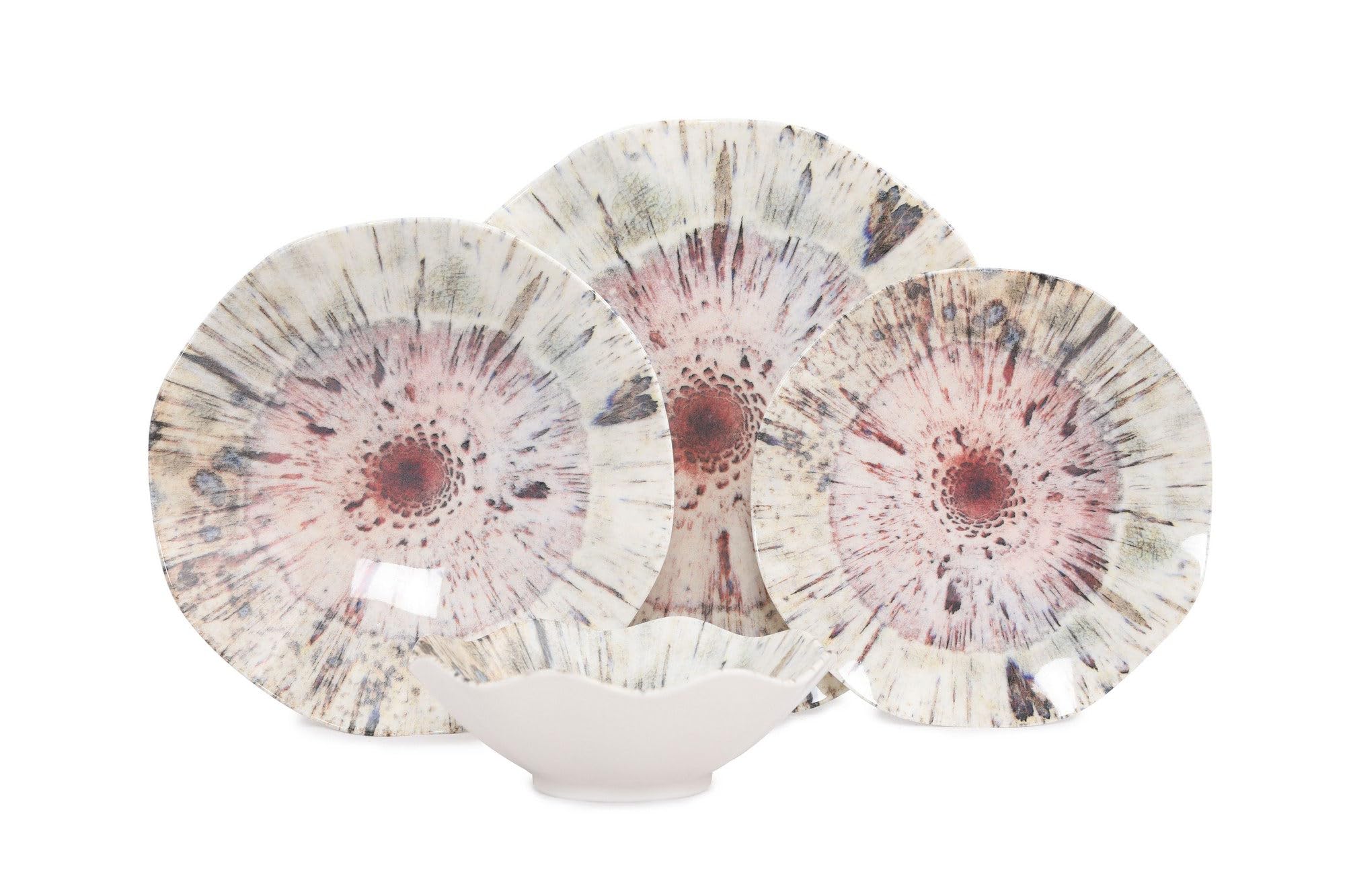 Elegancki 24-częściowy serwis obiadowy, 100% porcelana, w zestawie talerze do serwowania, miski i talerze deserowe, można myć w zmywarce i używać w kuchence mikrofalowej