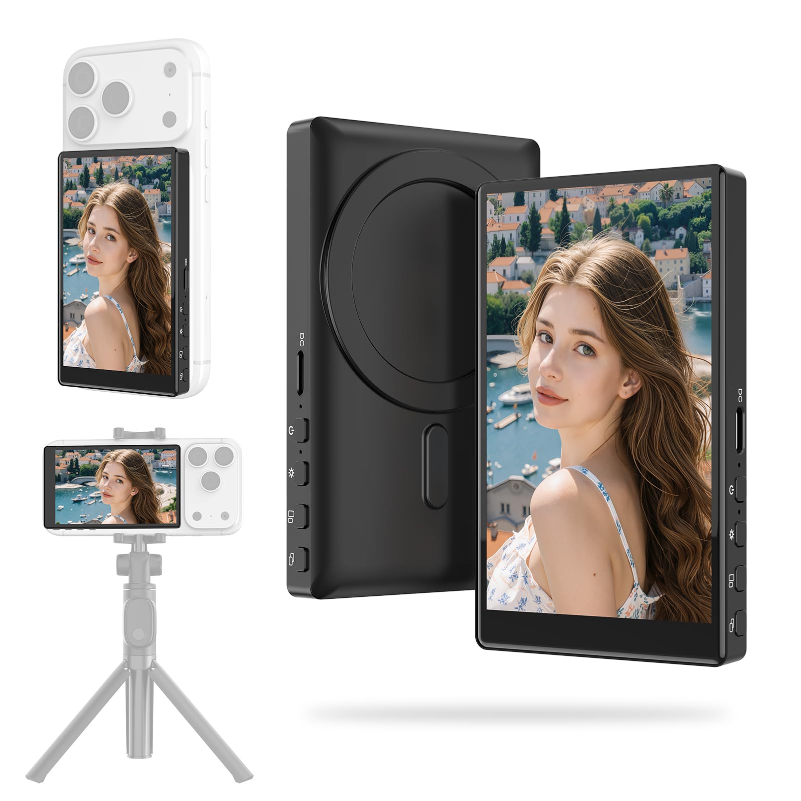 Vlog Screen Selfie Monitor,Wireless Mini Monitor for iPhone/Android Rear Camera with Magnetic Phone Clip Mount,Phone Rear Camera for Selfie Vlog Live Streaming on TikTok,YouTube,Instagram（Black）-picture-42