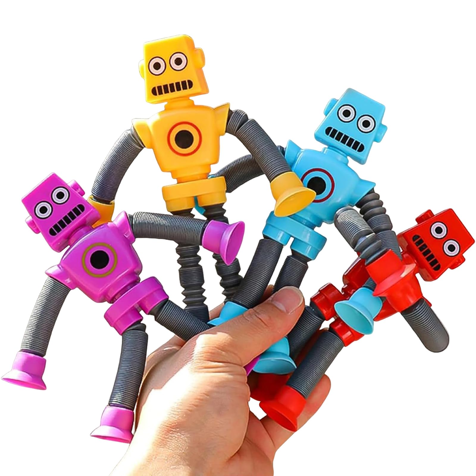 4 Pièces Jouet Robot Ventouse Télescopique Pop Tubes - Fidget Sensoriel Anti Stress Pour Enfants