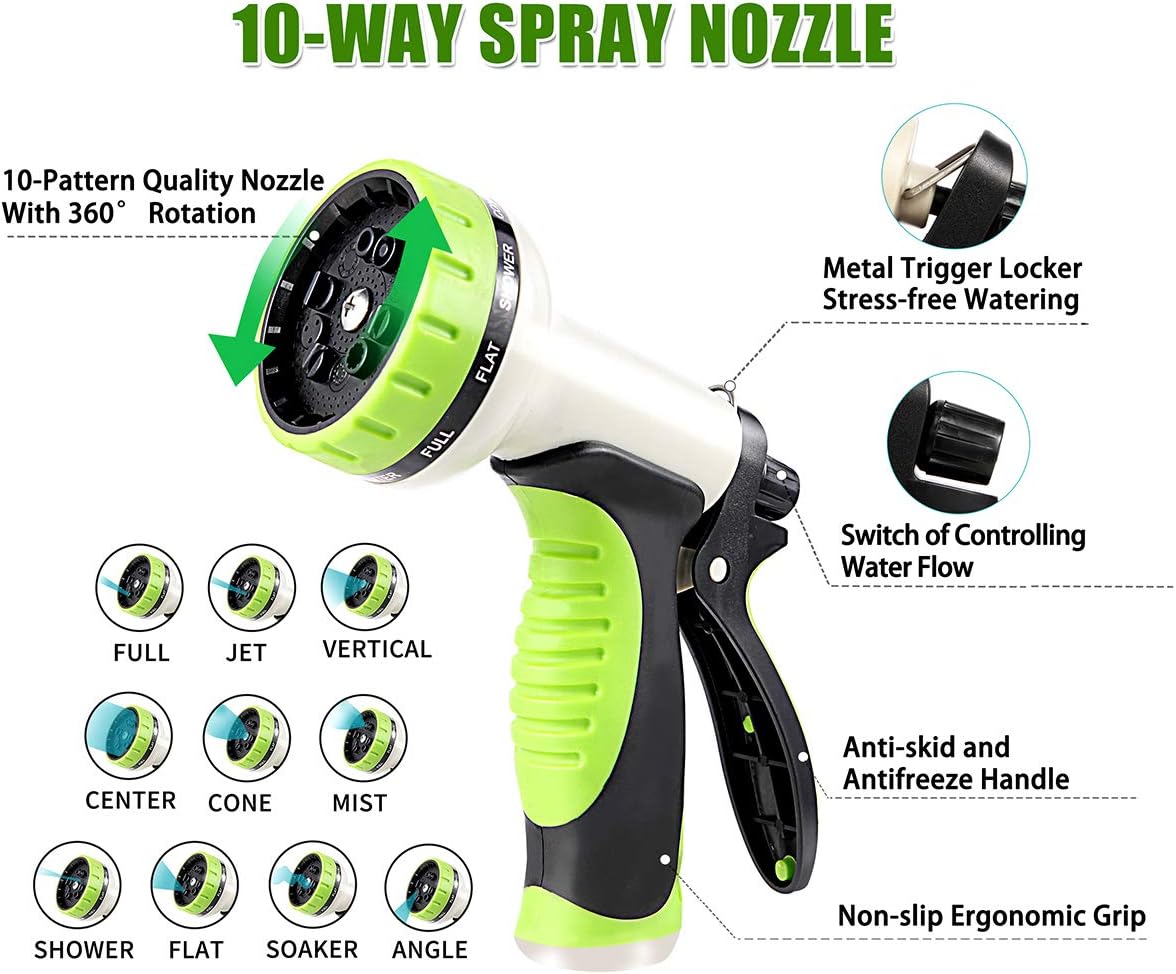 Flexible Metal Garden Hose 75ft-Heavy Duty Water Hose with Durable 304 Stainless Steel and 10 Way Spray Nozzle-Strong 3/4'' Solid Brass Fittings-Outdoor Yard No Kink Lightweight Long Hose Pipe