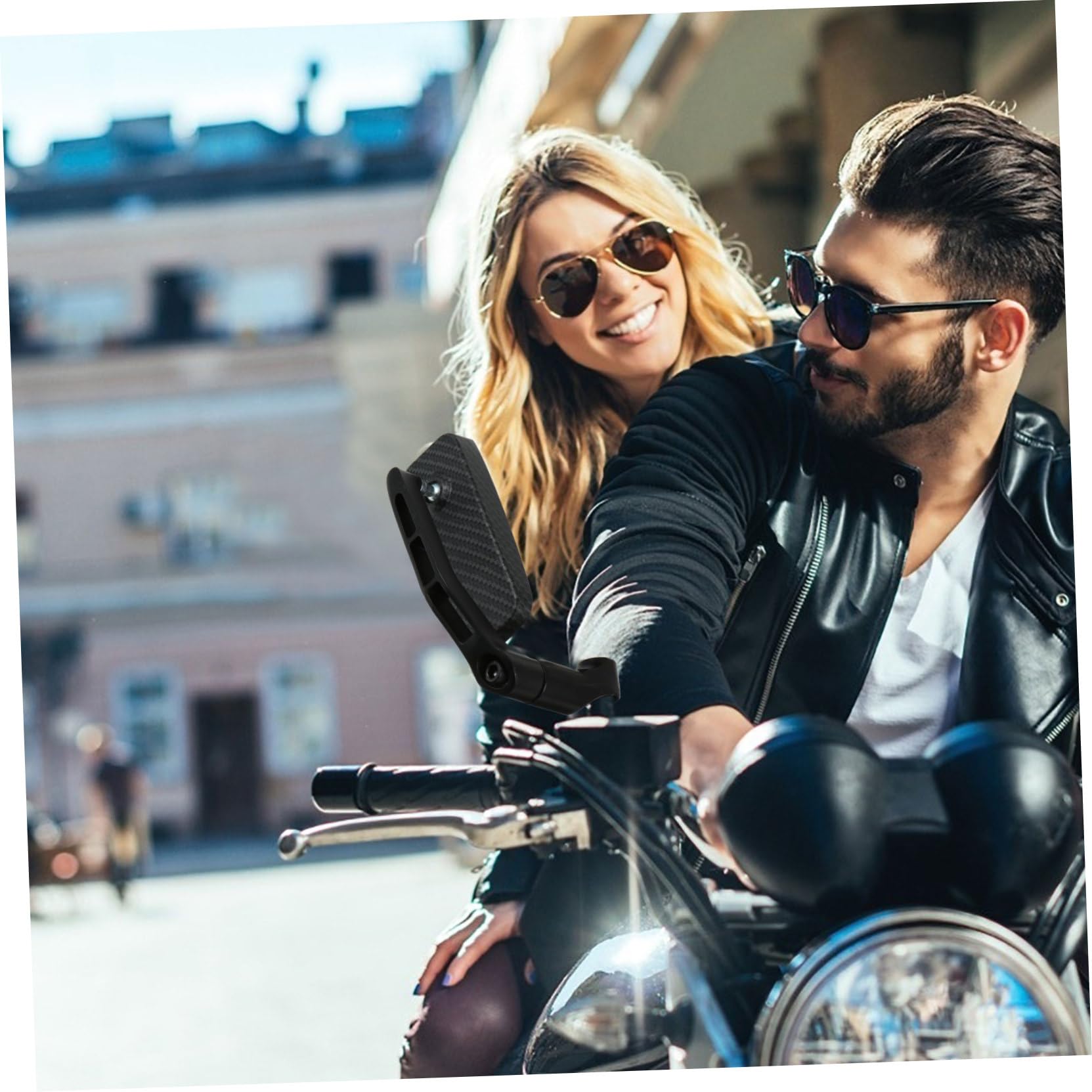 Specchietti Moto Manubrio 2 Pezzi in Alluminio Abs Neri | Rotazione 360 Gradi, Struttura Pieghevole, Design Essenziale, per Naked