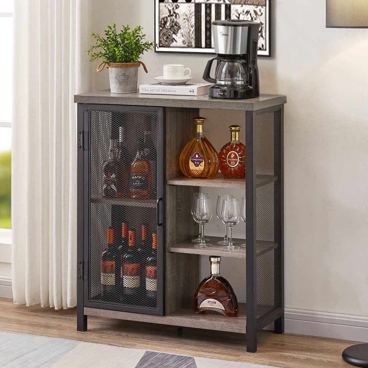 Buy BON AUGURE Farmhouse Coffee Bar with Storage, Industrial