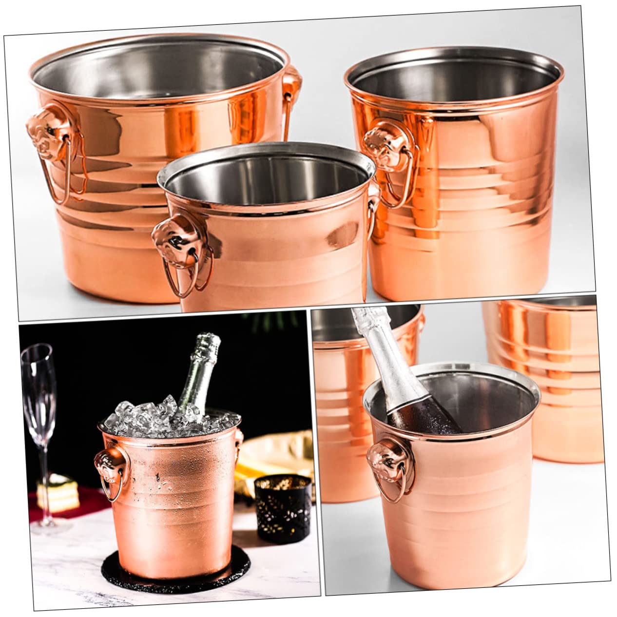 SECFOU Cubo de Hielo Portátil y Cubeta de Hielo de Acero Inoxidable Aislamiento Térmico Resistente a Rayaduras y Desgaste Diseño Moderno y Elegante para Enfriar Vino Cerveza o Cócteles