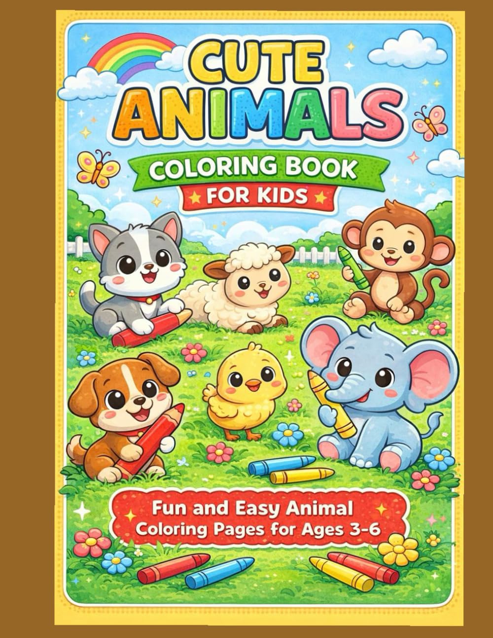 Cute Animals Coloring Book for Kids: Fun and Easy Animal Coloring Pages for Ages 3–6