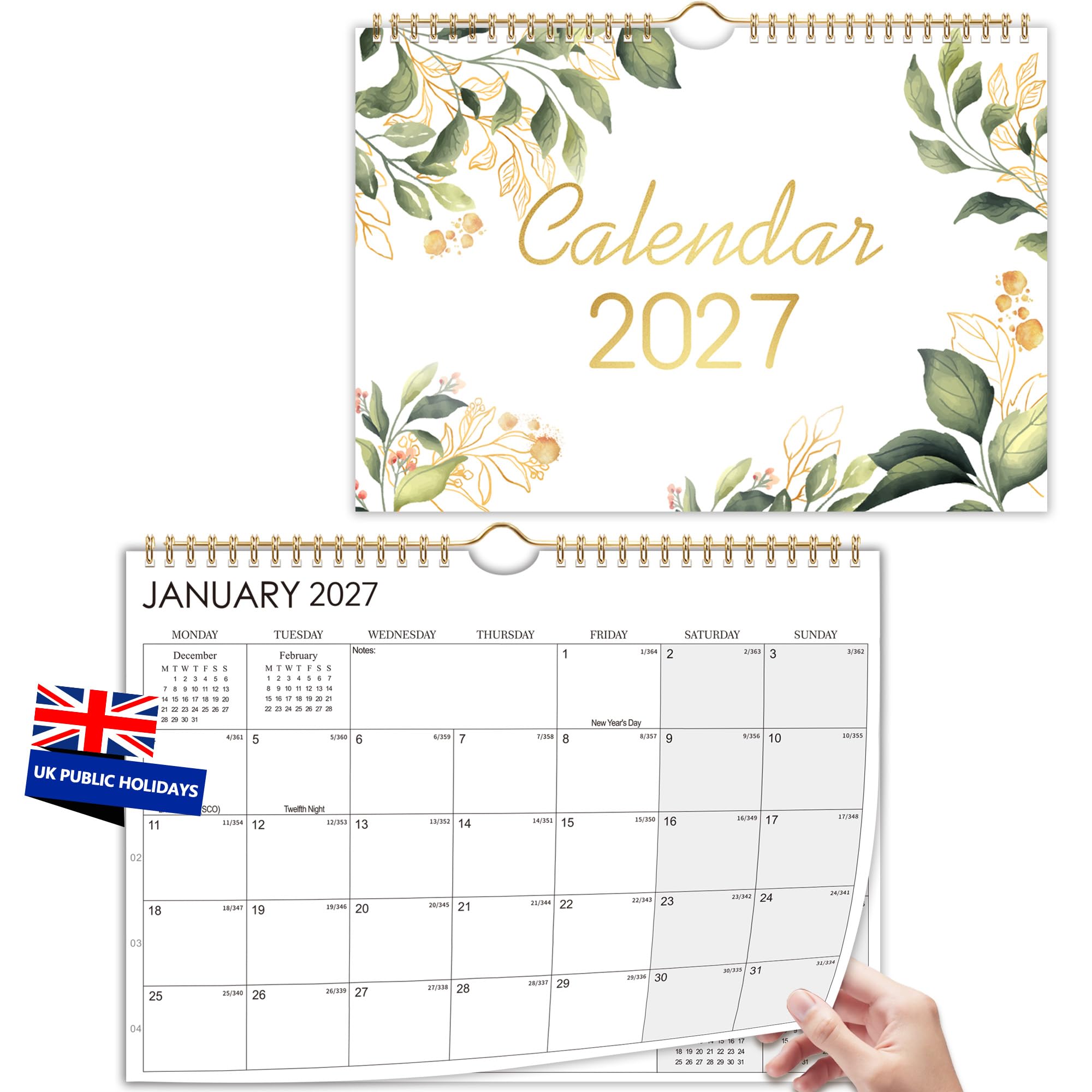 2027 Calendar Wall Calendar 2027 UK A4 Family Calendar 2027 Month to View