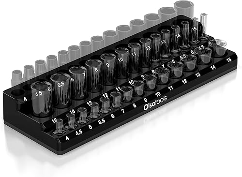 Miniatura 95 de Olsa Tools Organizador magnético de enchufes (unidad de 1/2 pulgada, 3 filas) - Organizador magnético de herramientas y soporte de enchufes