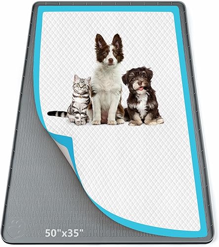 Miniatura 17 de Soporte para orina para perros, tapete de silicona para orina de 40 x 28 pulgadas, a prueba de fugas, borde alto, sin derrames, soporte para