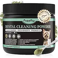 Dog Dental Powder, Teeth Cleaning Powder, Plaque & Tartar Off, Fresh Breath Support, No Brushing Oral Care, Mint Chicken Flavor, 75 Servings