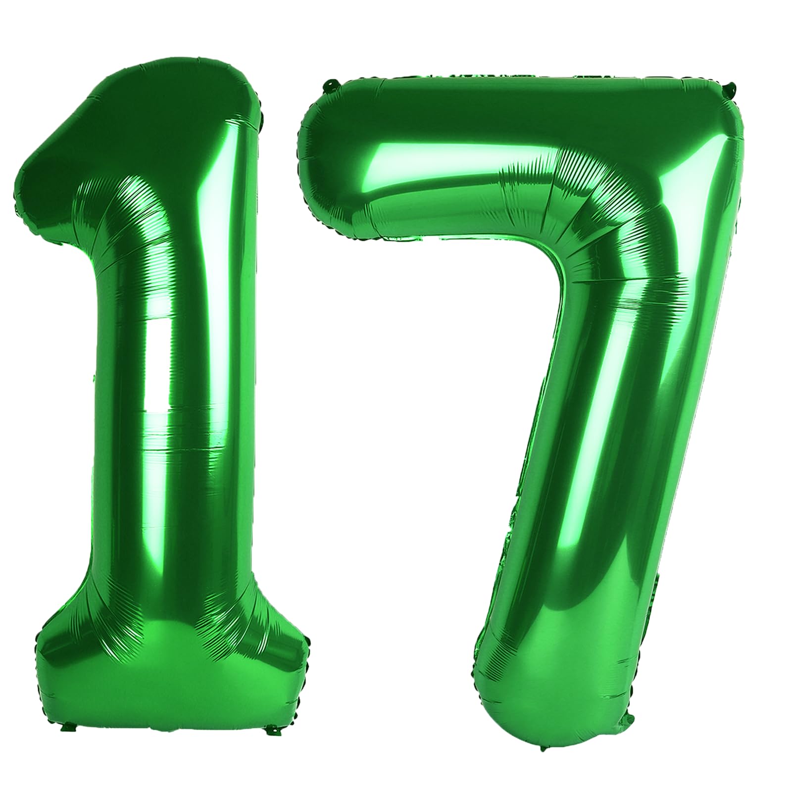 Kelfuoya Green Number 17 Balloon 40 Inch | Jumbo Mylar Foil Helium Balloon for Birthday Party - main product image