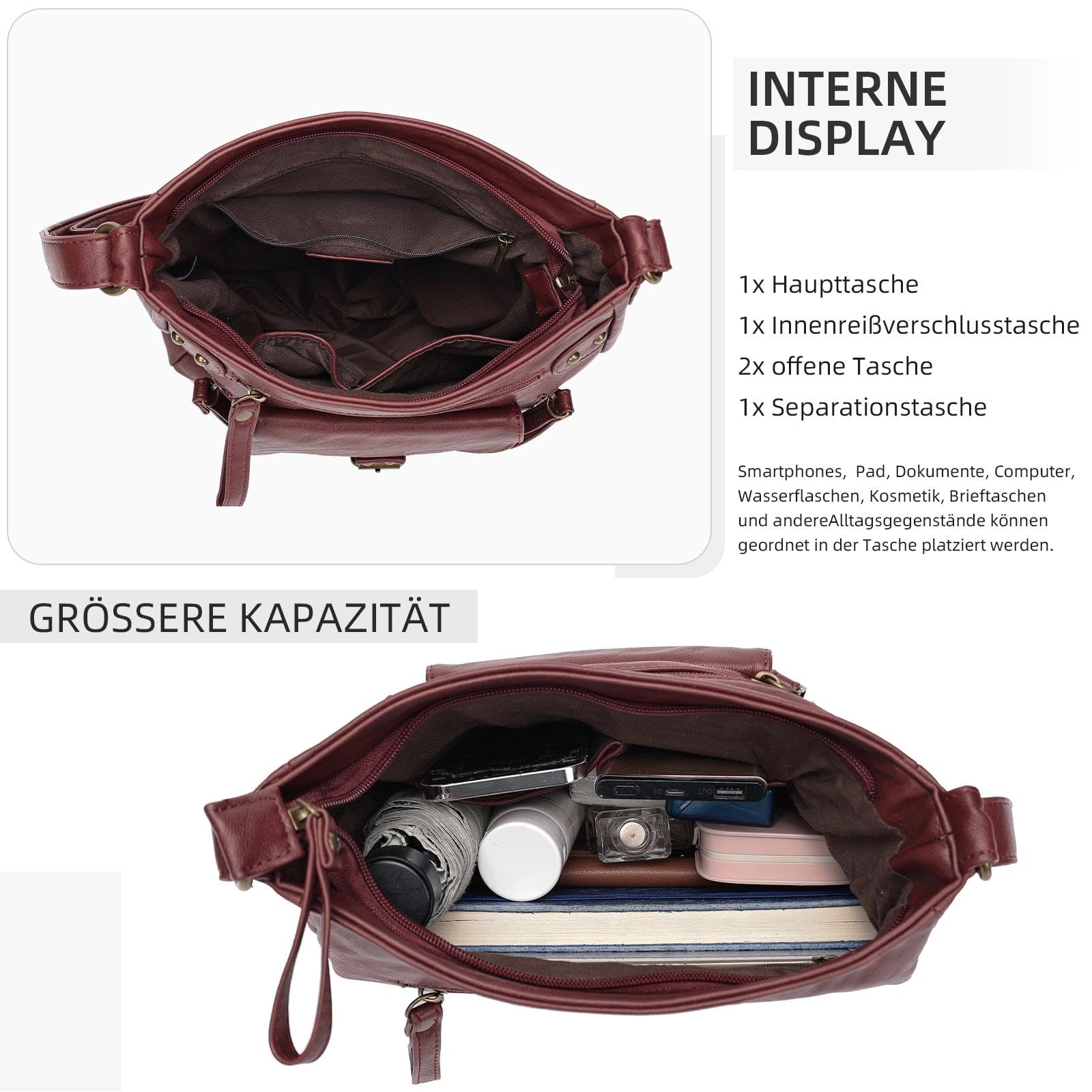 KL928 Tasche Damen Umhängetasche kleine Handtaschen Schultertasche Damentasche Damenhandtasche mittelgroß handtasche Lederhandtaschen Geldbörse PU Leder für frauen oder Mädchen