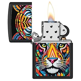 Zippo Tiger Stripes Design Black Matte Pocket Lighter